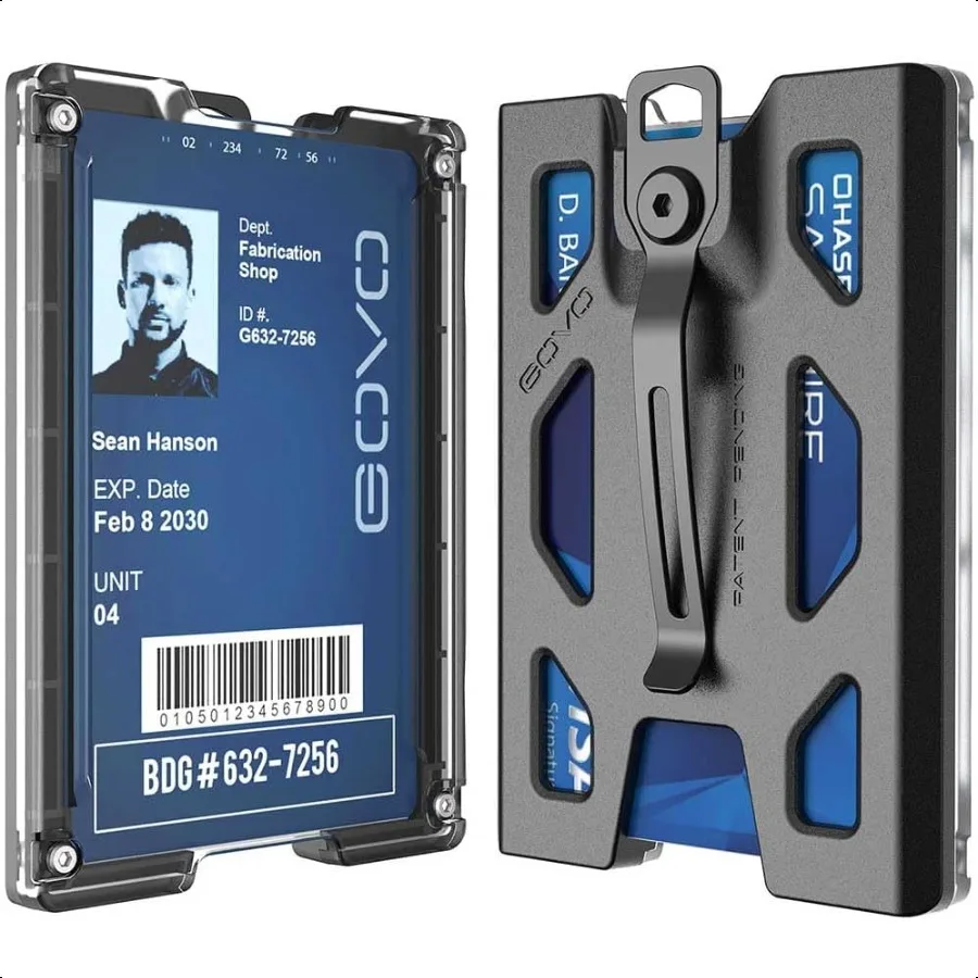 

T4 Badge Holder Wallet Durable Polycarbonate ID Credit Holder with Metal Clip and 4 Cards Slot Holds 1to 4 Cards Black