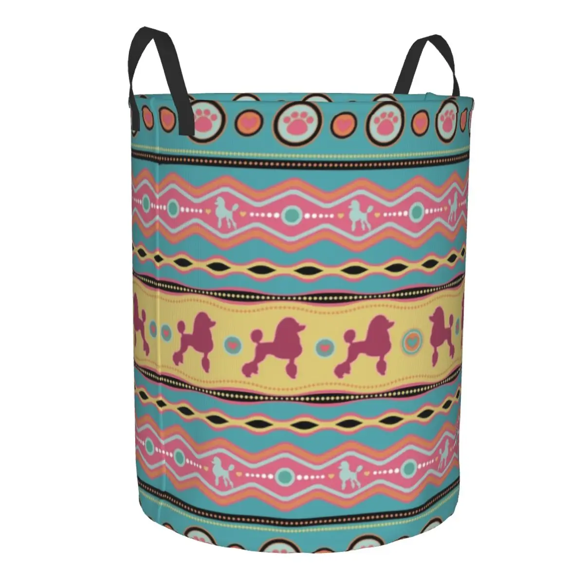 Custom Poodle Dog Colorful Pattern Laundry Hamper Large Clothes Storage Basket Pet Animal Toys Bin Organizer for Nursery