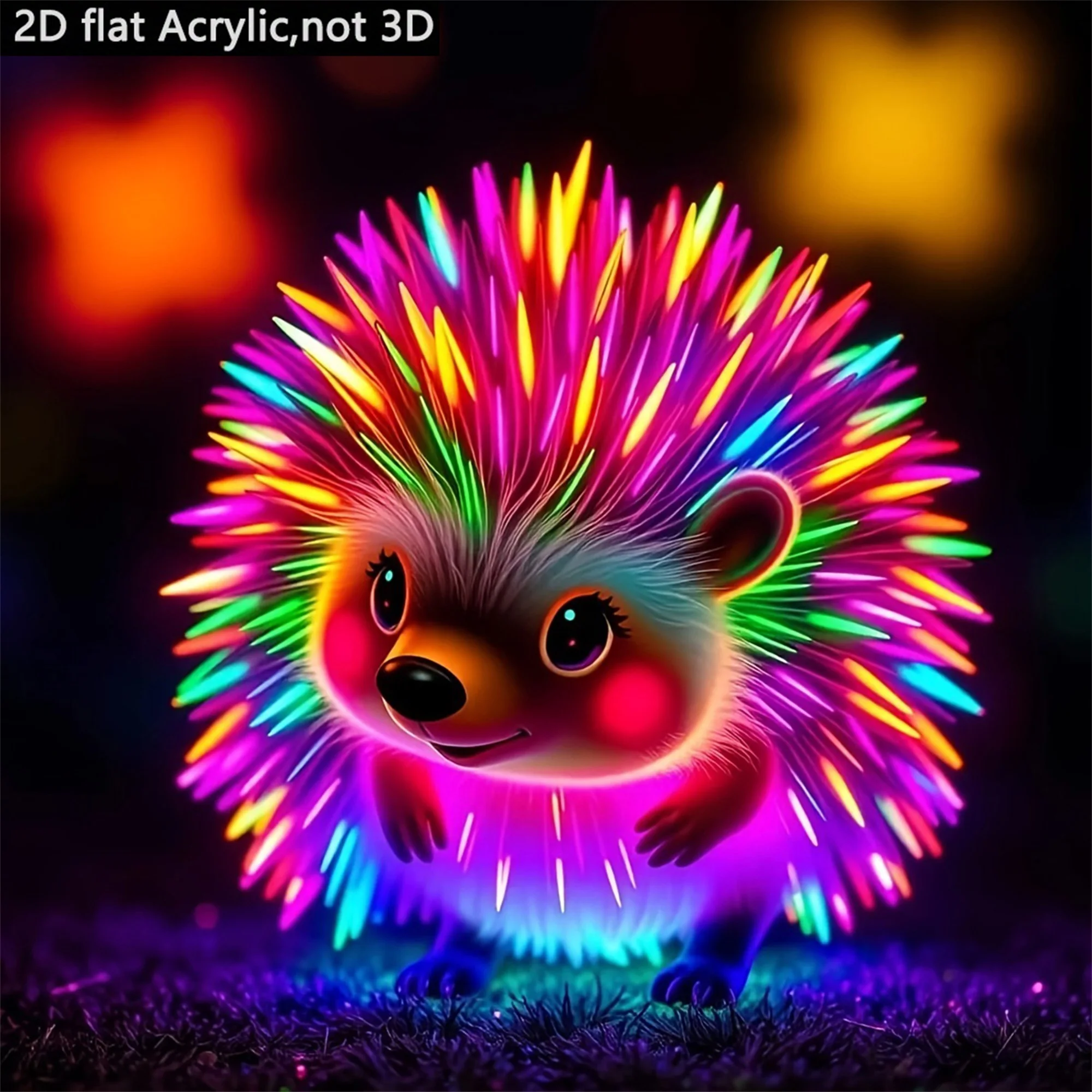 Animal Garden Stake 2D Flat Acrylic Multicolored Hedgehog Yard Decoration with Ground Stake
