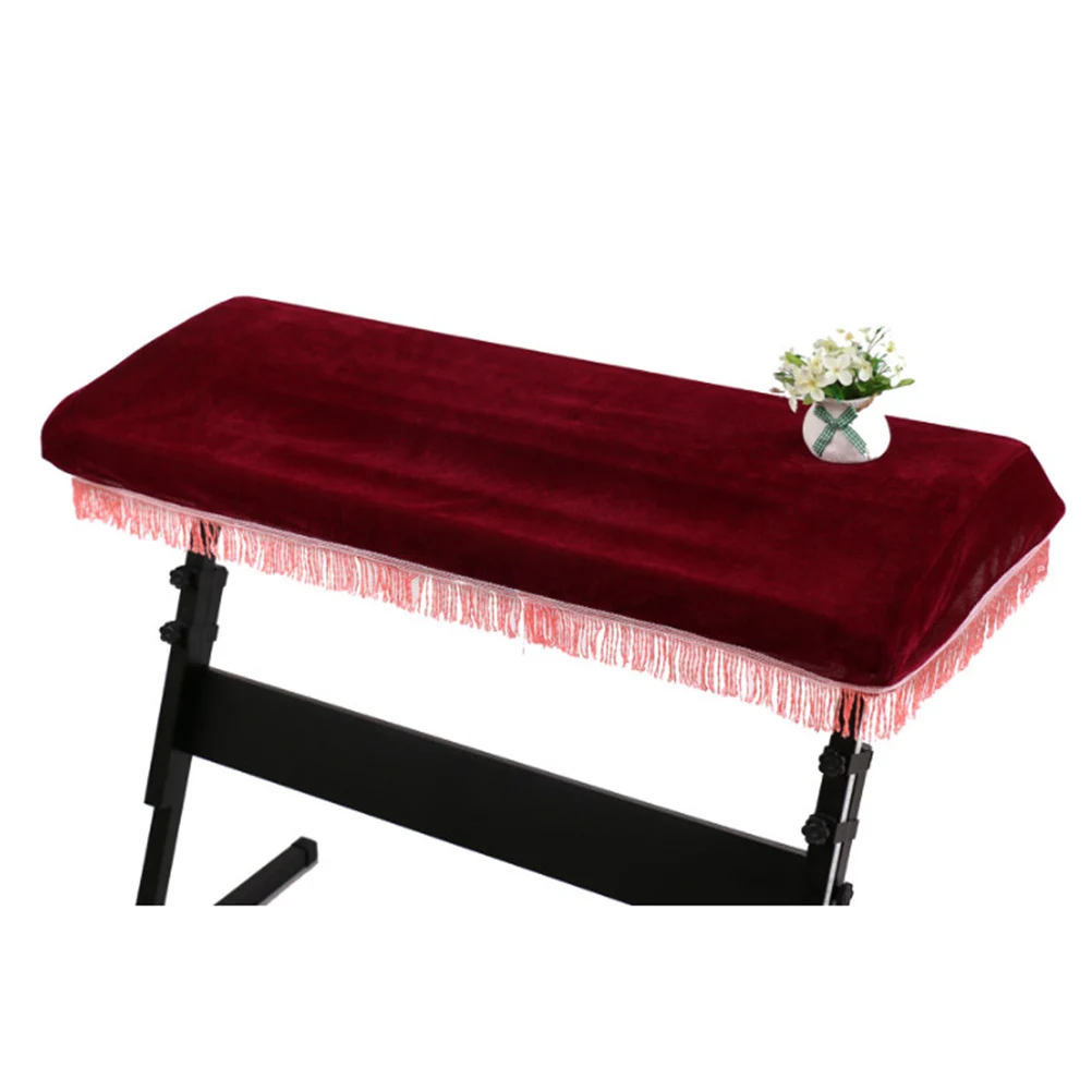 

1pc 61 Key Electronic Piano Cover Cloth Dust Proof Stain Resistant Easy Clean For Keyboard With Adjustable Cord Wine Red