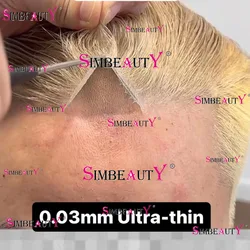 Natural Hairline 0.02-0.03mm Platinum Blonde Men Toupee 100% Human Hair 80%Density Soft Touch Full Thin Skin Invisible Prosthesi