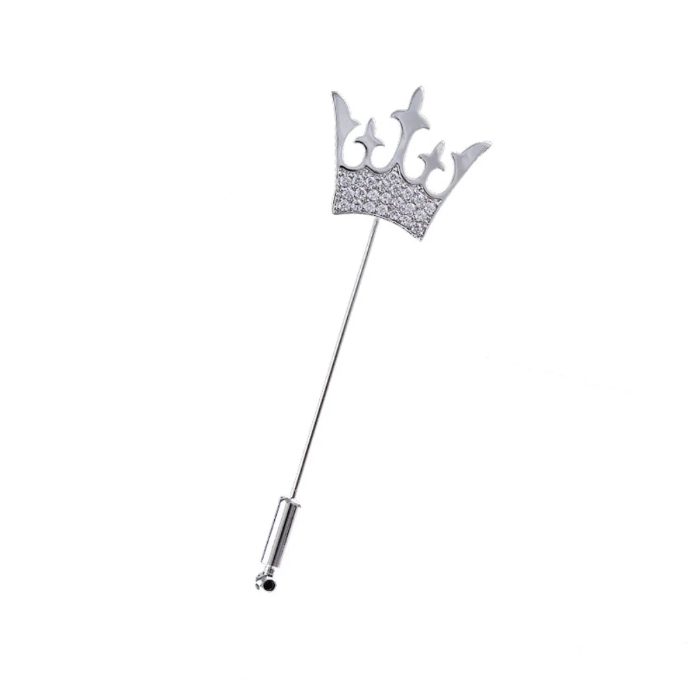 Crown Shaped Straight Pin Business Banquet Suit Shirt Collar Decoration Dress Light Luxury Texture Brooch Accessory
