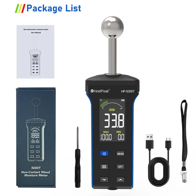 BT-5000T Pinless Wood Moisture Meter - Non-Contact Digital Humidity Sensor for Wood & Wall, 20-40mm Depth - Image 7