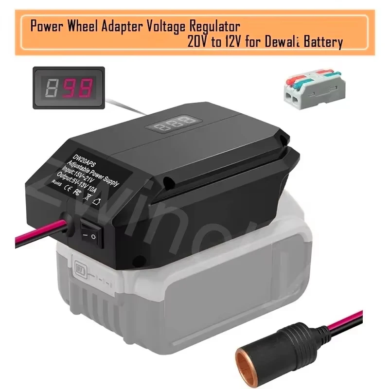 For Milwaukee/Makita/Dewaltt/Bosch，18V to 12V Step Down Power Wheels Battery Adapter 5V-13V Buck Converter Regulator DIY Charger