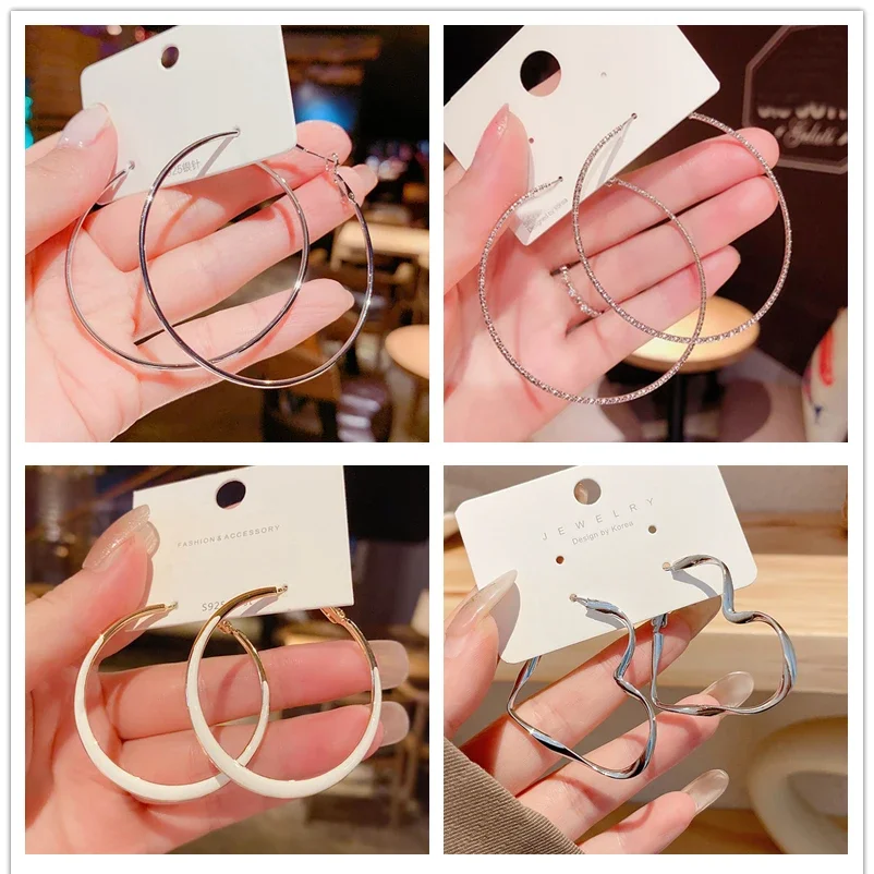 

Геометрические большие круглые серьги-кольца для женщин, массивные серьги золотого цвета, модные ювелирные аксессуары, ночной клуб, DJ, бохо