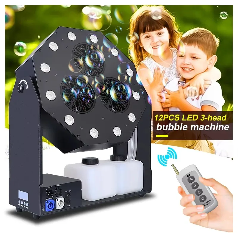 Jet Height 16M 3-Hole 120W Bubble Machine DMX for Stage Event Party Remote Control Professional LED Bubble Maker