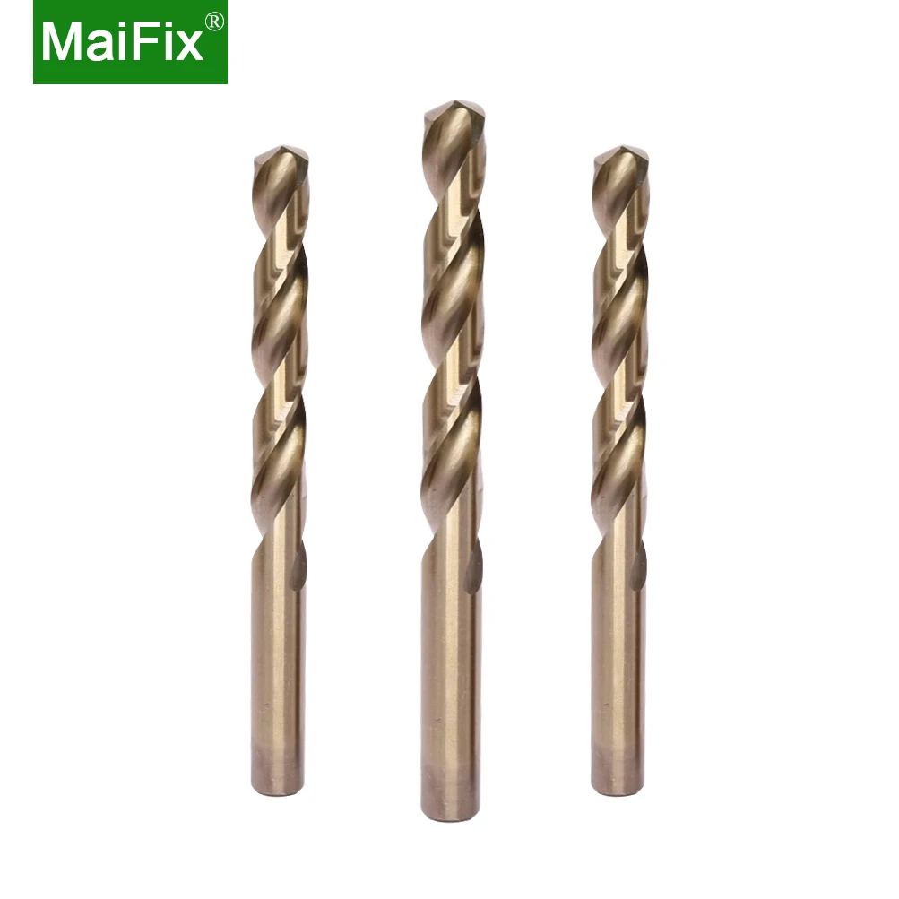 Maifix 1.0 - 13.0 MM Cobalt Coated Straight Shank Standard Length HSS M35 High Speed Steel Drill Bits Set CNC Drilling Cutter