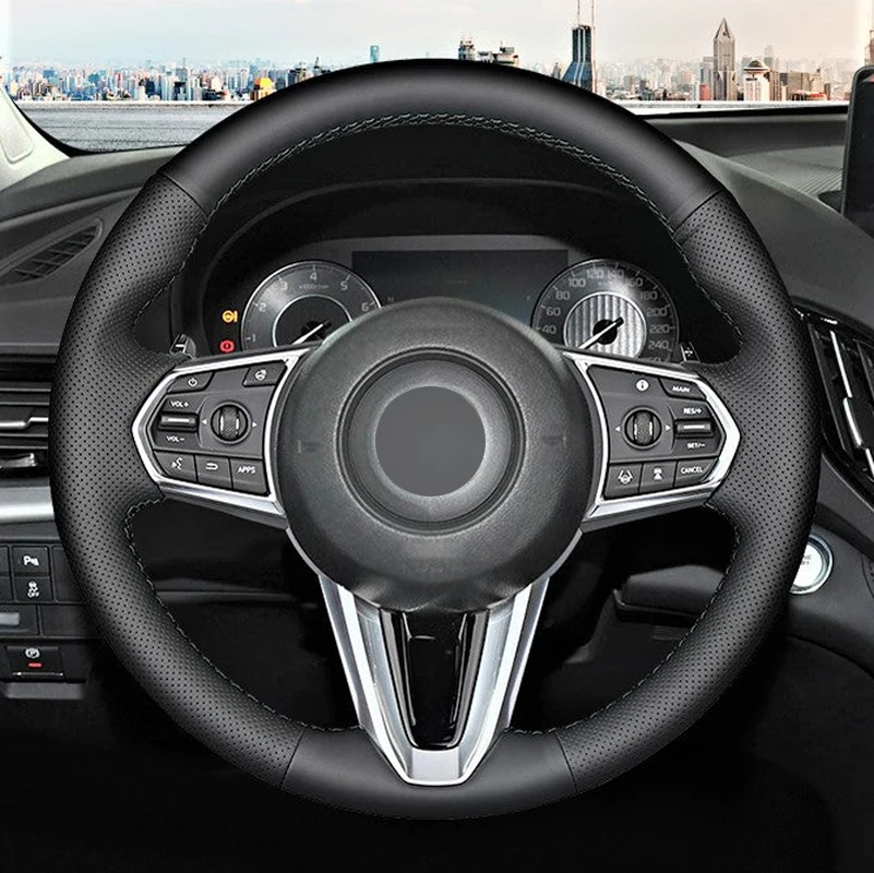 

Alcantara Steering Wheel Cover Real Leather Black Thread Car Steering Wheel Wrap Car Accessoires for ACURA ACURA RDX 2019-2022