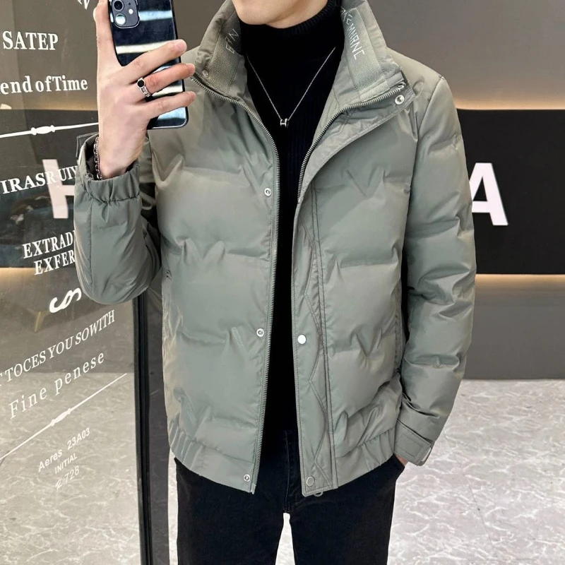 2026 Men's Lightweight Down Jacket New Stand Collar Winter Stylish Short Casual Warm Trendy Coat