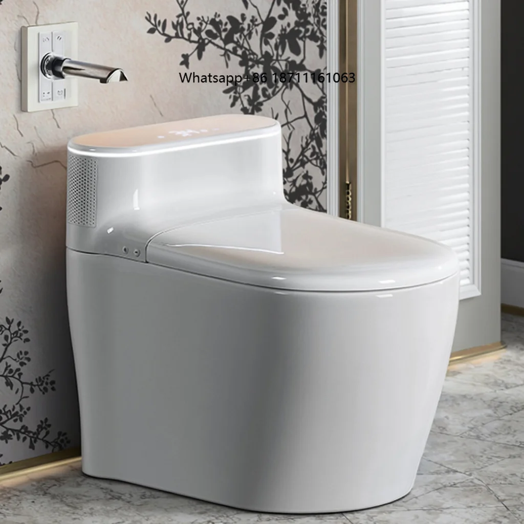 Modern Intelligent One Piece Hanging Toilet Bowl Sanitary Ware Seat Heating Remote Control Smart Automatic S-Trap Design for