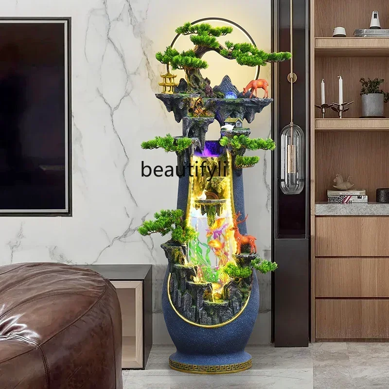 NQ52 Great discounts Rockery flowing water fish tank floor ornament opening gift entrance Chinese flower pot decoration feng shu