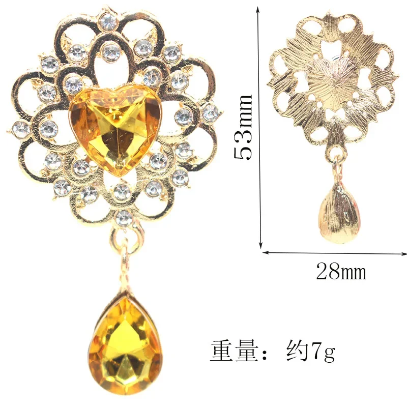 SKYE CIEL 28X53MM Новые подвески в форме сердца из сплава с каплями воды, бриллиантовые пластины с цветами, аксессуары для волос своими руками, украшения с бантом