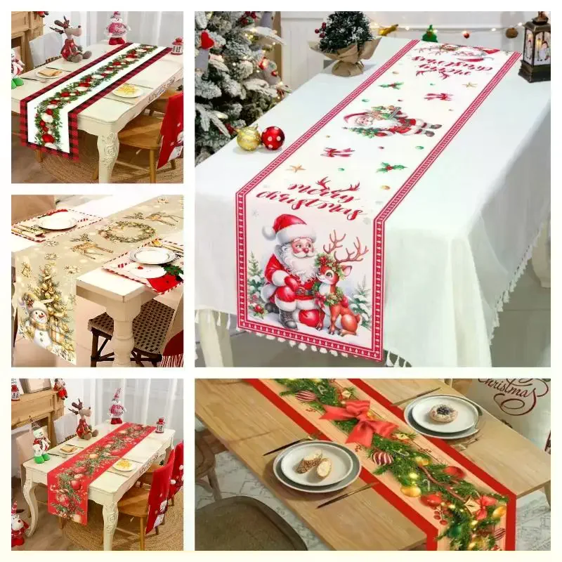 Retro Santa Claus Table Cover Vintage Christmas Table Runner Christmas Decorations For Home 2026 Navidad Noel Gift New Year 202
