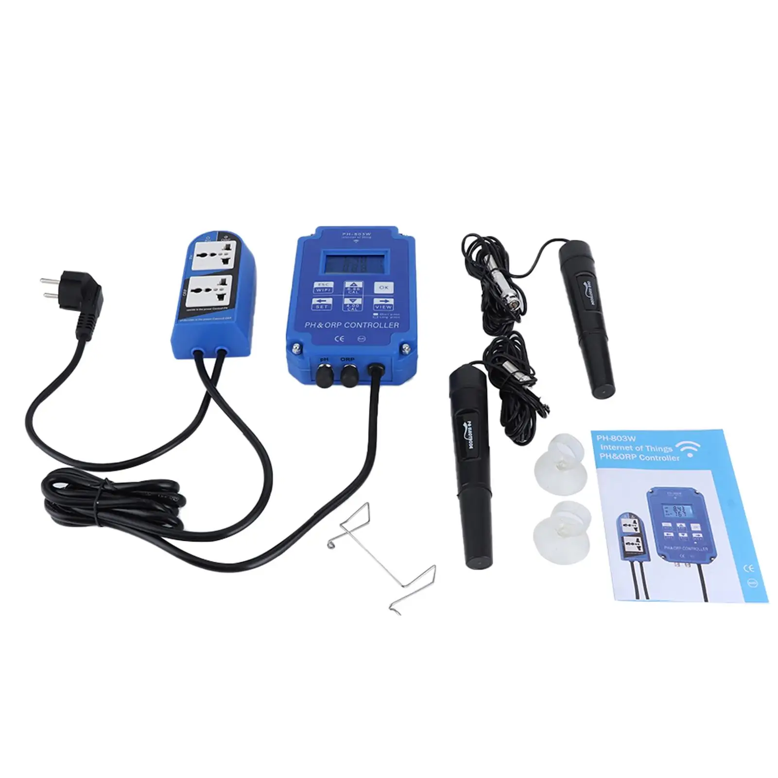 

AC 230V PH 803W WIFI Water Quality Tester Digital ORP PH Meter Controller with BNC Probe for Hydroponics Swimming Pool