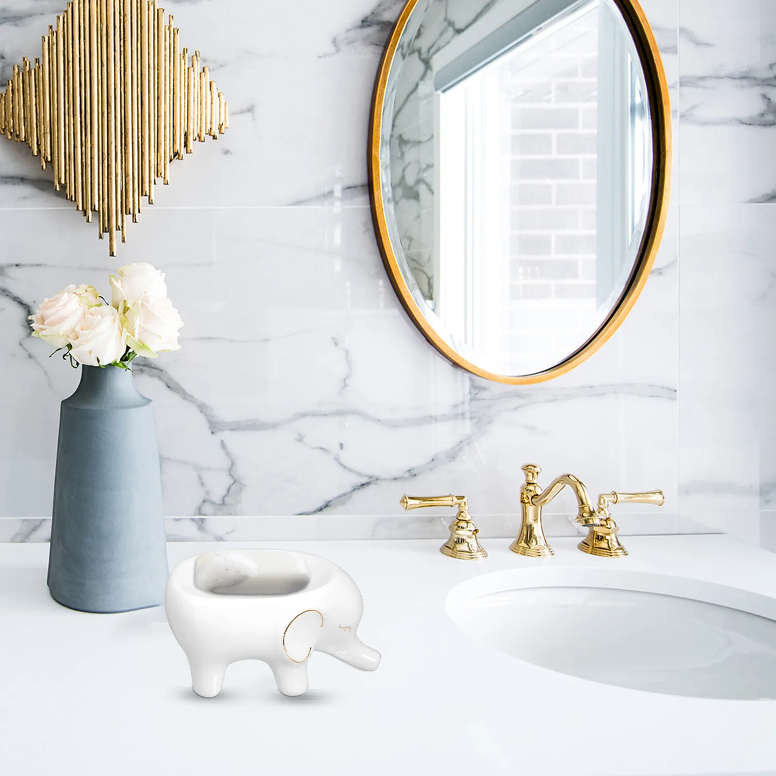 

Stylish Ceramic Elephant Soap Dish Practical Quick Rinsing Bar Soap Holder Tray Bathroom Tray Bathroom Decor