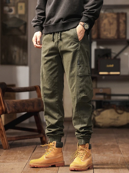 

Американские повседневные рабочие брюки в стиле ретро для мужчин, весна-осень, новые, модные, свободные, с манжетами, длинные, молодежные, хлопковые, износостойкие