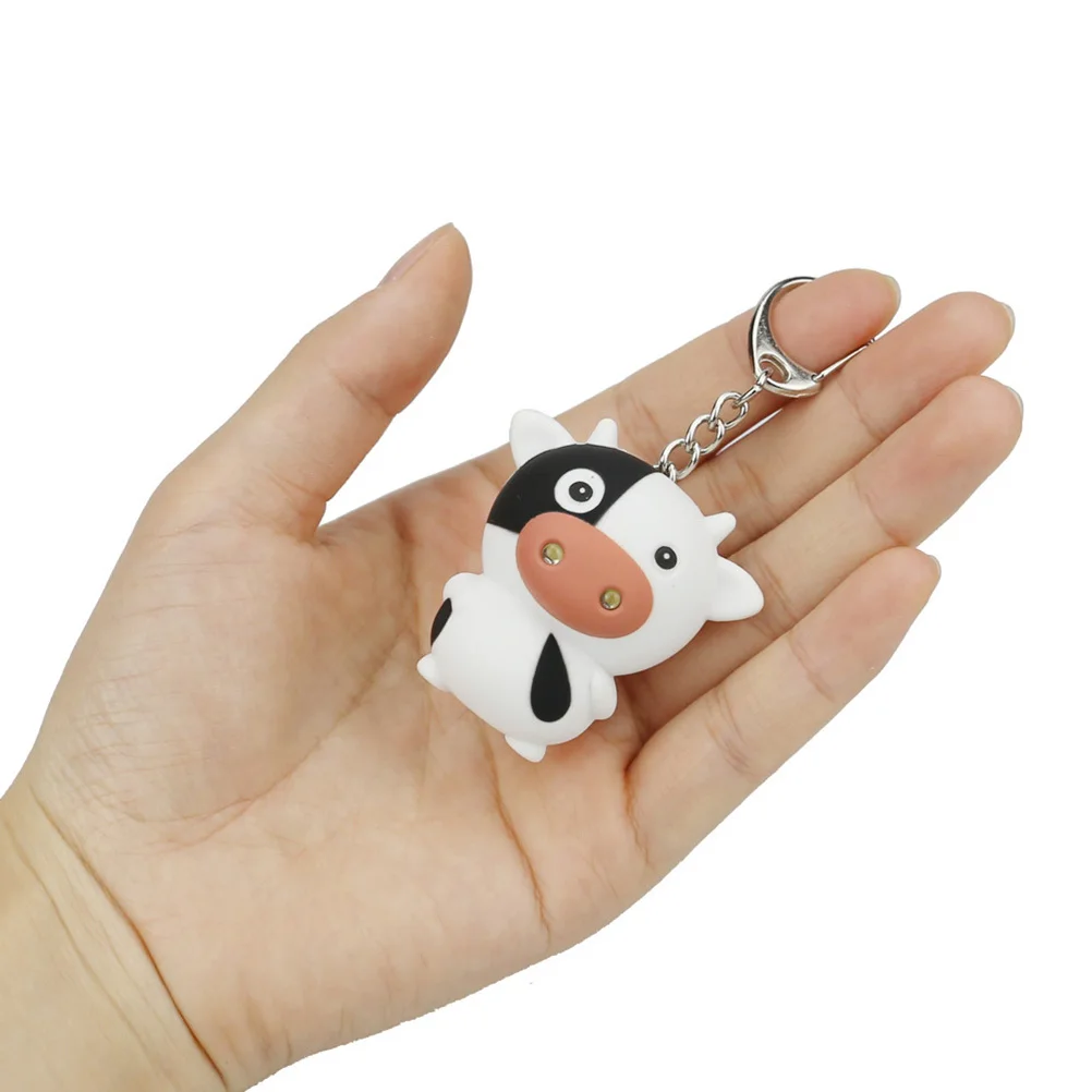 

2Pcs Flashing Cow Key Ring with Melody Sound Keychain for Backpack Handbag Car Key Decoration LED Keychains Animal Keychains