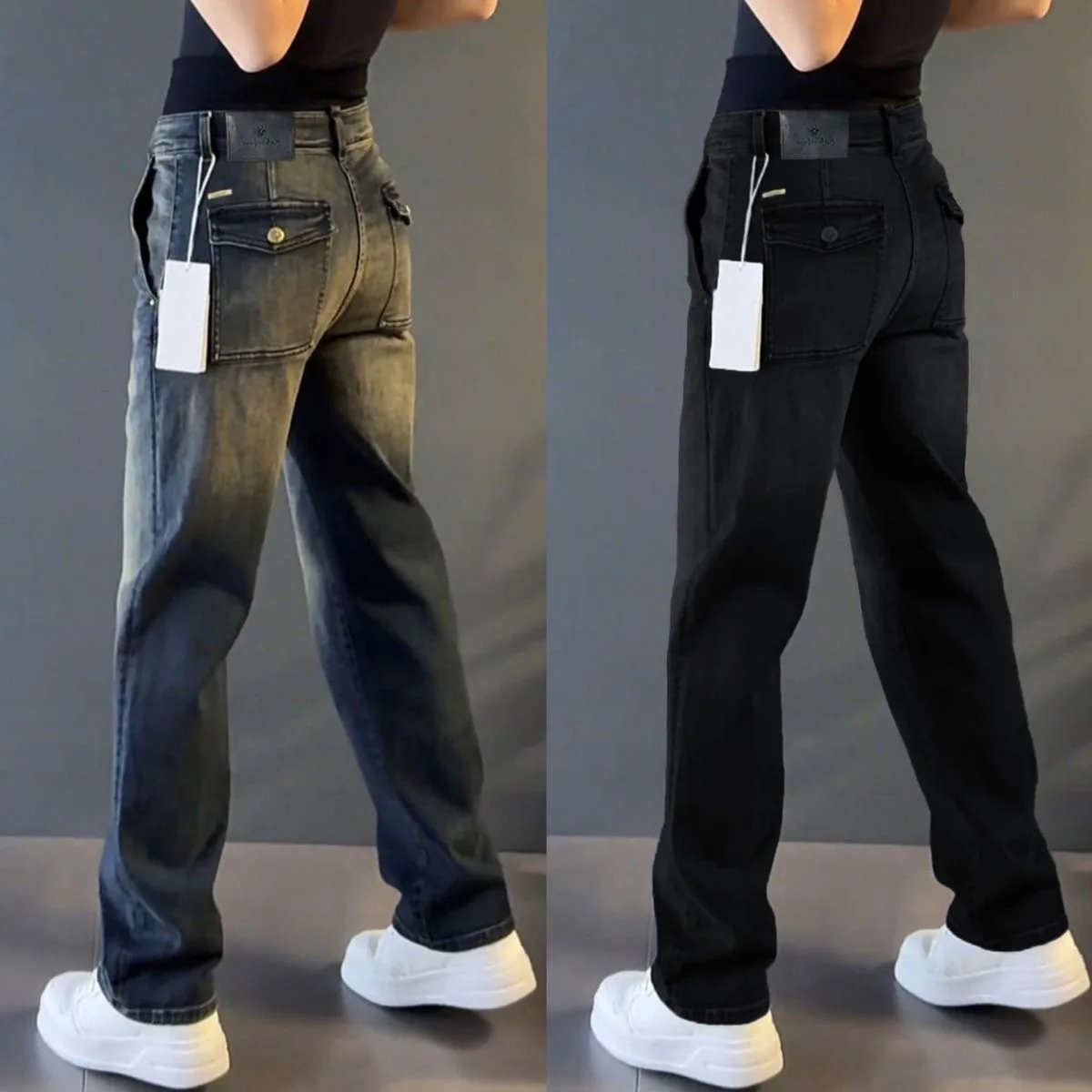 

Мужские джинсы Paul Zhoudan: повседневные, прямого кроя, легкие, весенне-осенние, модные, брендовые, струящиеся, комфортные, со средней посадкой, из денима