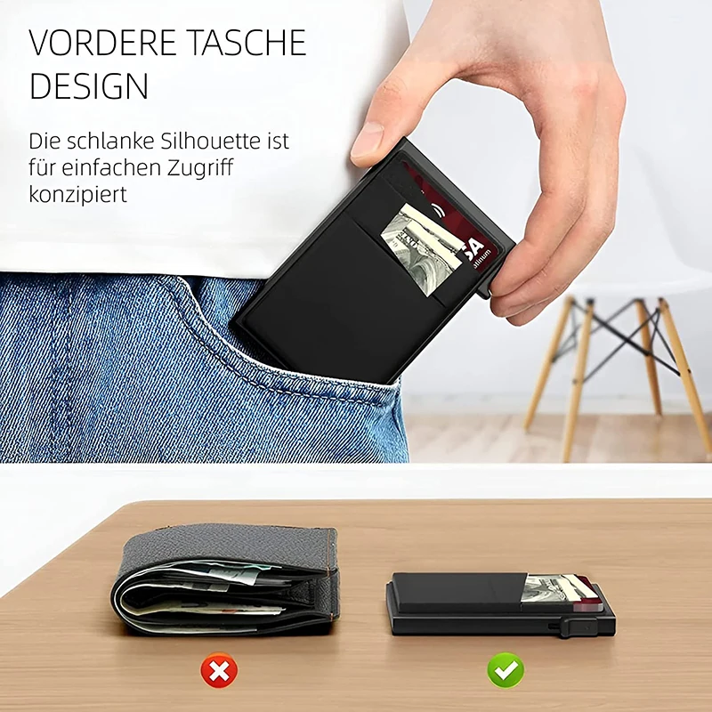 Credit Card Holde RFID Blocking Automatic Pop Up Card Wallet