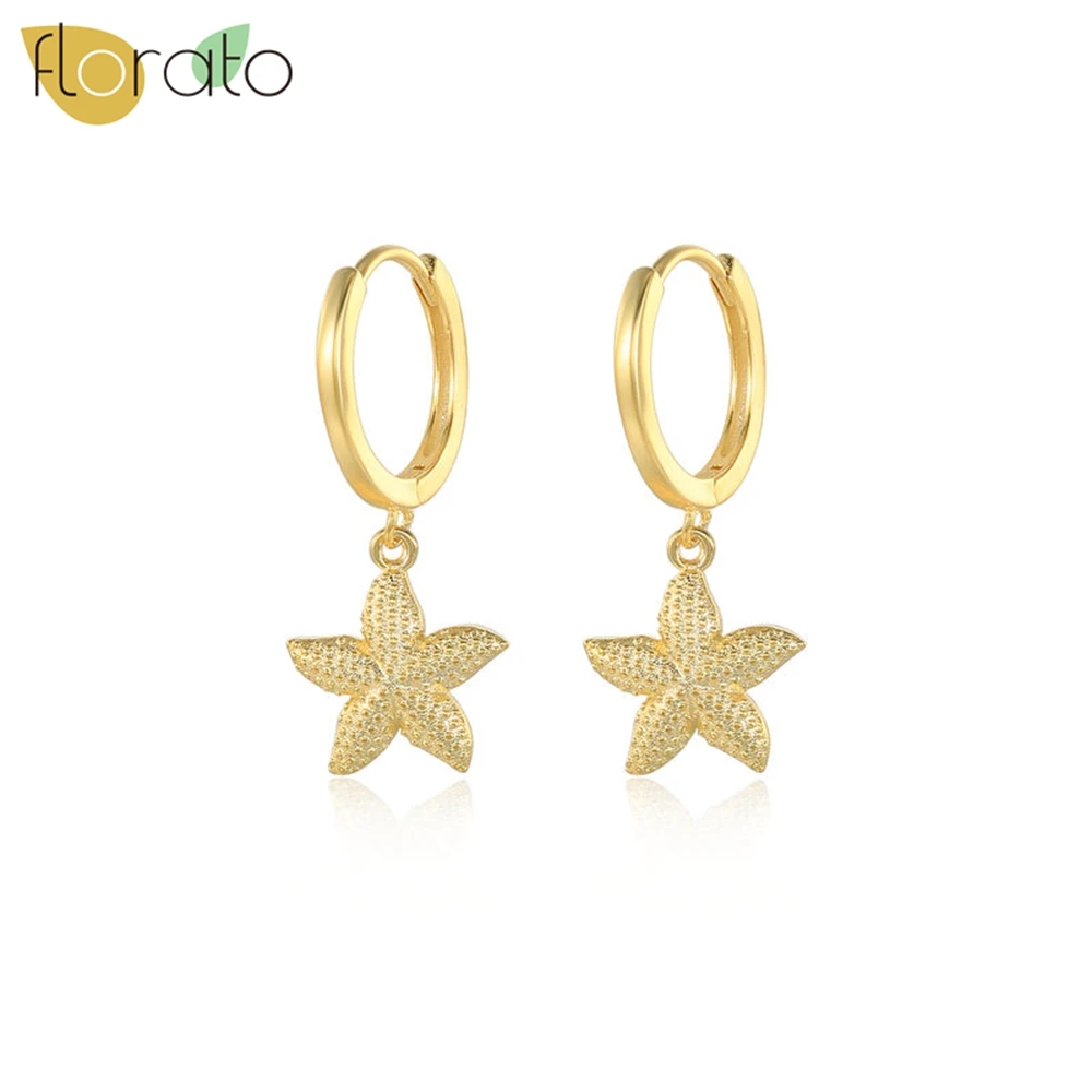 925 Sterling Silver Ear Needl  High-end Fashion Circle Earrings Unique Starfish Design Exquisite Women's Earrings Jewelry Party