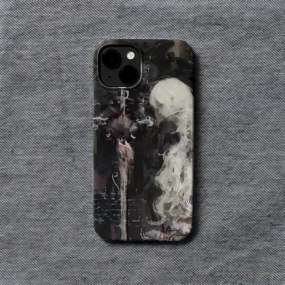 

Clmj Artistic Painting Sword & White Hair Witch Phone Case For IPhone 16 15 14 13 12 11 Pro Max X XS XR XSMax Plus Glossy Cover
