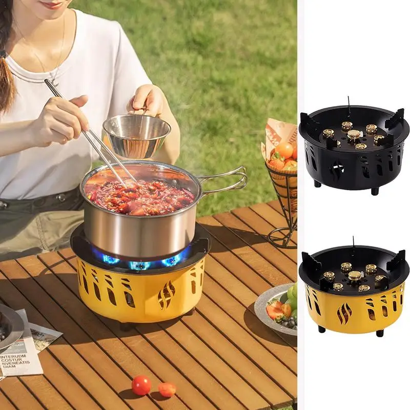 

Windproof Camping Gas Stove 7 Core Strong Fire Outdoor Tourist Cassette Burner Cooker Portable Picnic Barbecue BBQ Cookware