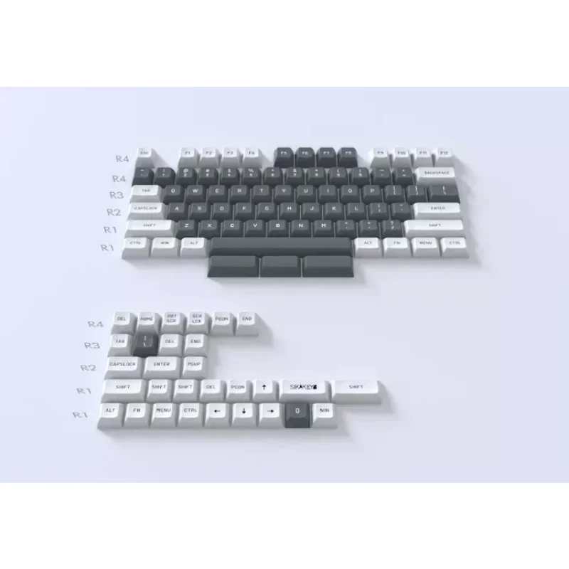 맞춤형 OEM 송진 pbt 더블 샷 기계식 키보드 키캡, 61 64 68 84 키, 60% 75% 80%, 화이트 그린 그레이