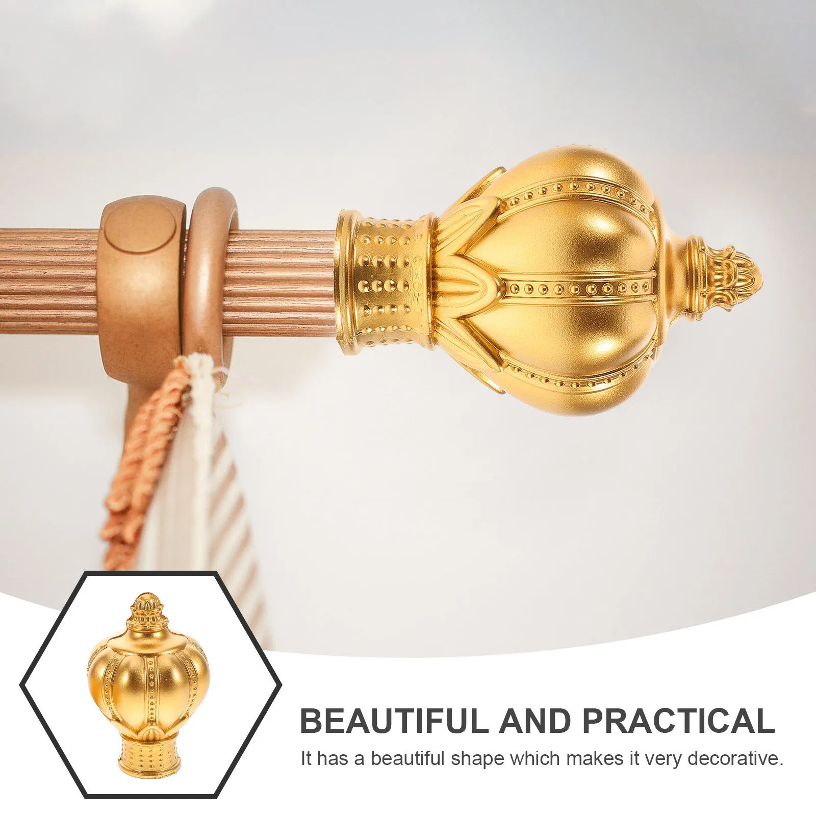 6Pcs Roman Rod Finials Decorative Curtain Rod Ends Acrylic End Caps Elegant Stylish Secure Fit for Living Room Bedroom Dining