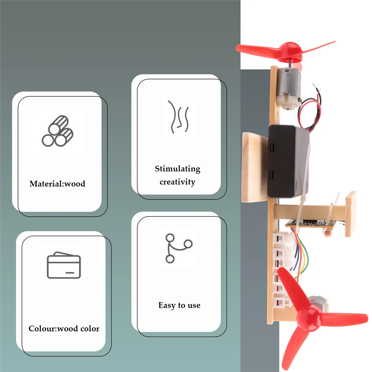 โมเดลกังหันลมแบบประกอบเรือไม้ควบคุมระยะไกลเรือของเล่นเพื่อการศึกษาวิทยาศาสตร์แบบ DIY ของขวัญโมเดลสร้างสรรค์