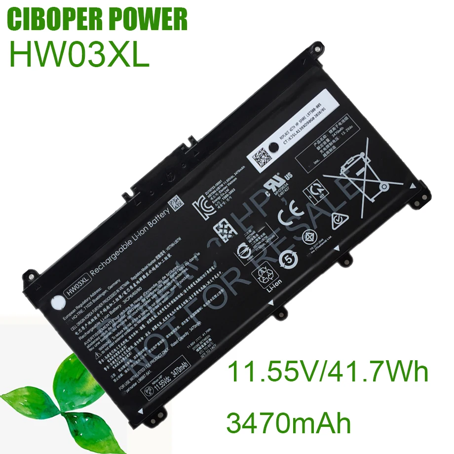 CP Laptop Battery HW03XL 3470mAh/41.7Wh For PAVILION 15-EG 15-EH 15T-EG 15Z-EH 17-CP ,G8,G9 HSTNN-IB90 LB8U L97300-005