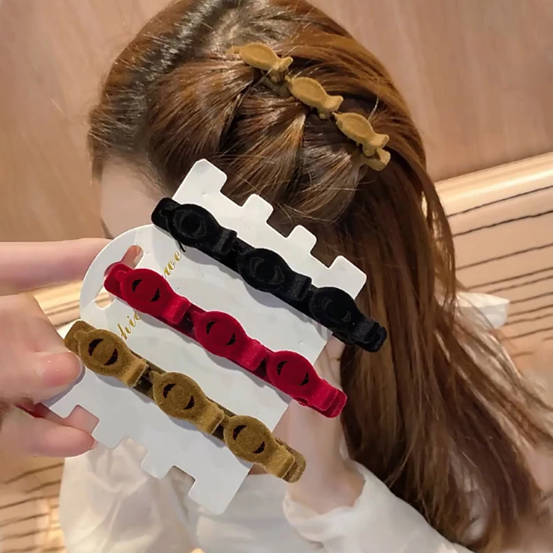 3/4/6Pcs Flocking Hair Clips For Women Side Braided Hairpin Sweet Hair Bangs Girls Clips Barrettes Hair Accessories Set