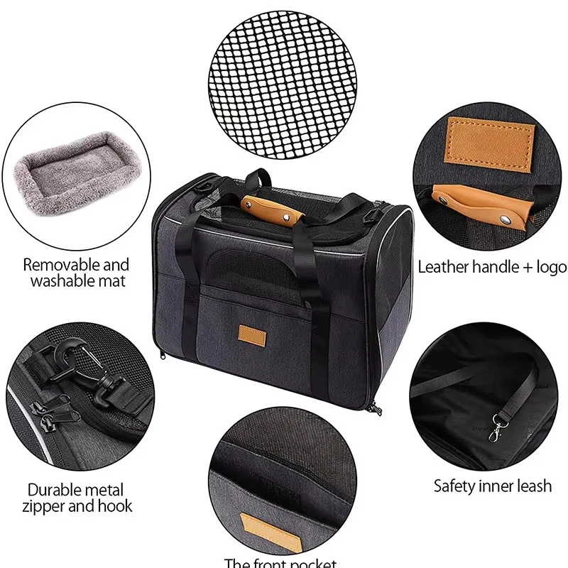 Hot-selling new portable pet travel tote bag airline-approved cat and dog folding fabric