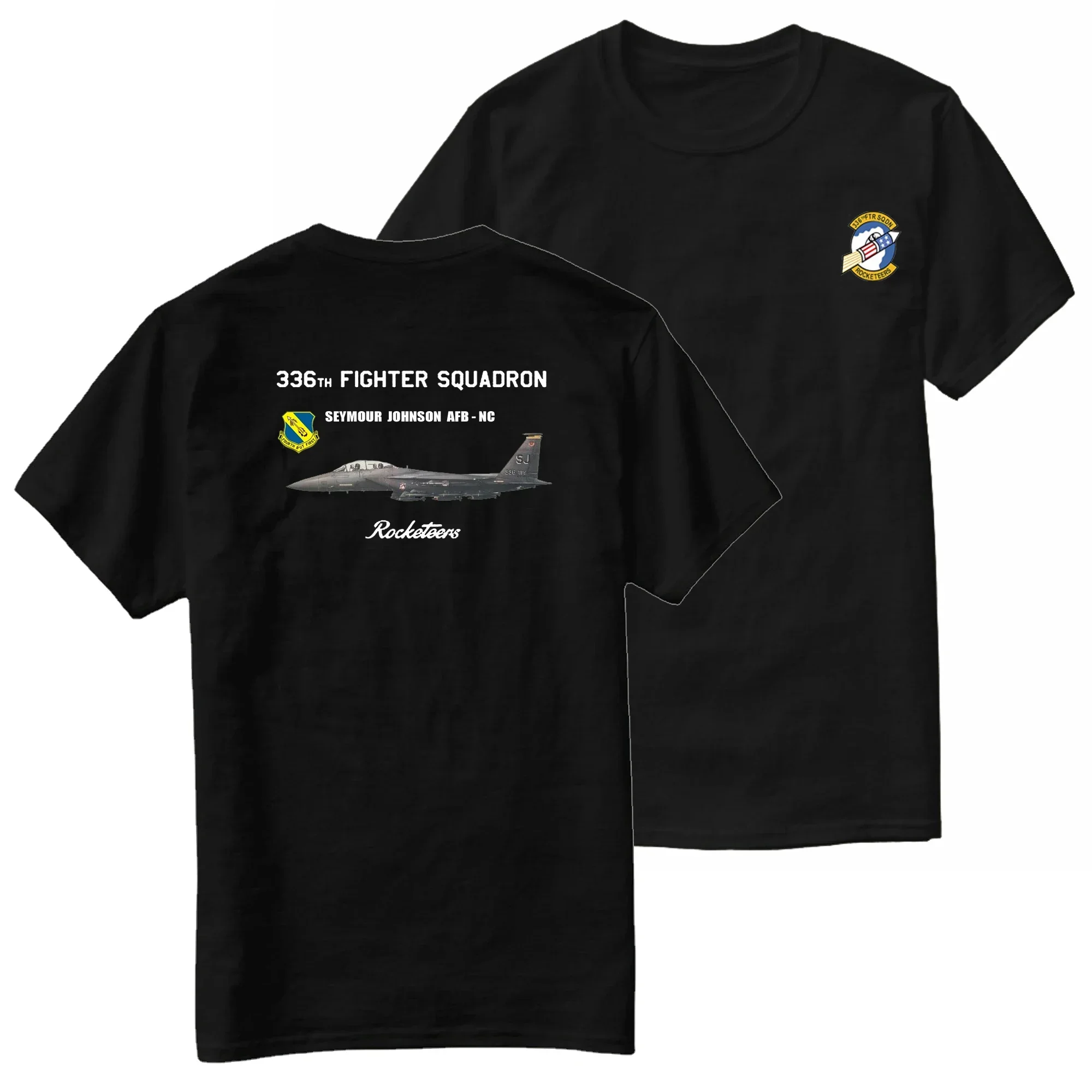 336th F-15 Fighter Squadron Rocketeers Squadron T-Shirt 100% Cotton O-Neck Summer Short Sleeve Casual Mens T-shirt Size S-3XL