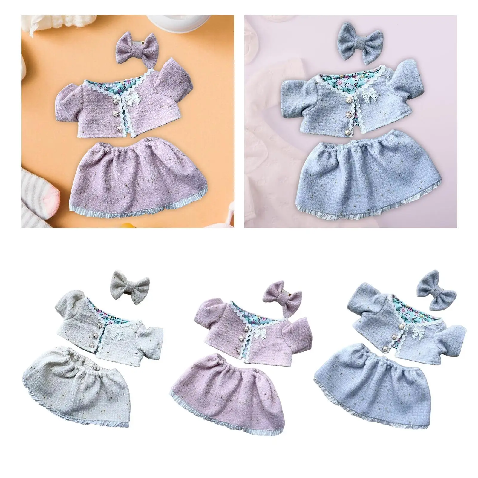 Stuffed Doll Top and Skirt Doll Bodysuit Fashion Dress up for 15.75'' Doll Baby Doll Accessories Play House Cosplay Costume Gift