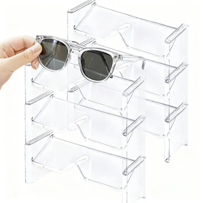 2 Pack Glasses Storage Rack Desktop Counter Sunglasses Display Stand Stacked Glasses Stand Storage Rack