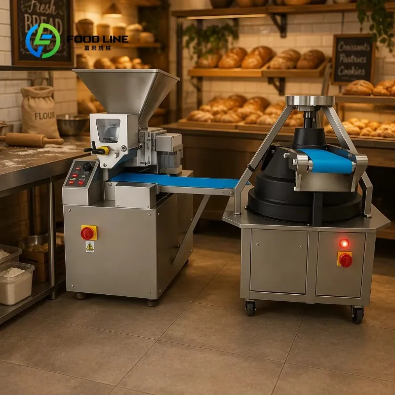 Automatic Industrial Dough Divider Rounder Equipment Custom Bakery Machinery for Bun, Bread, Pizza Dough Processing Line