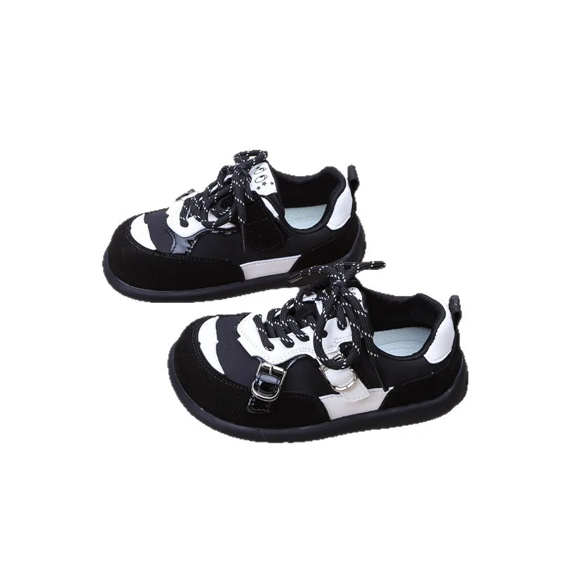 

autumn childrens boys girls fashionable leather buckle decoration non-slip skateboard shoes Kids toddler versatile running shoes