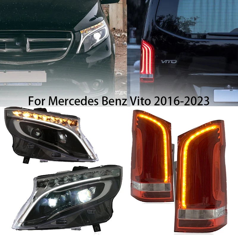 

Car Led Front Rear Lights Assembly For Benz Vito W447 2016-2024 Accessories Upgrade High Configure Led Headlights Tail Lights