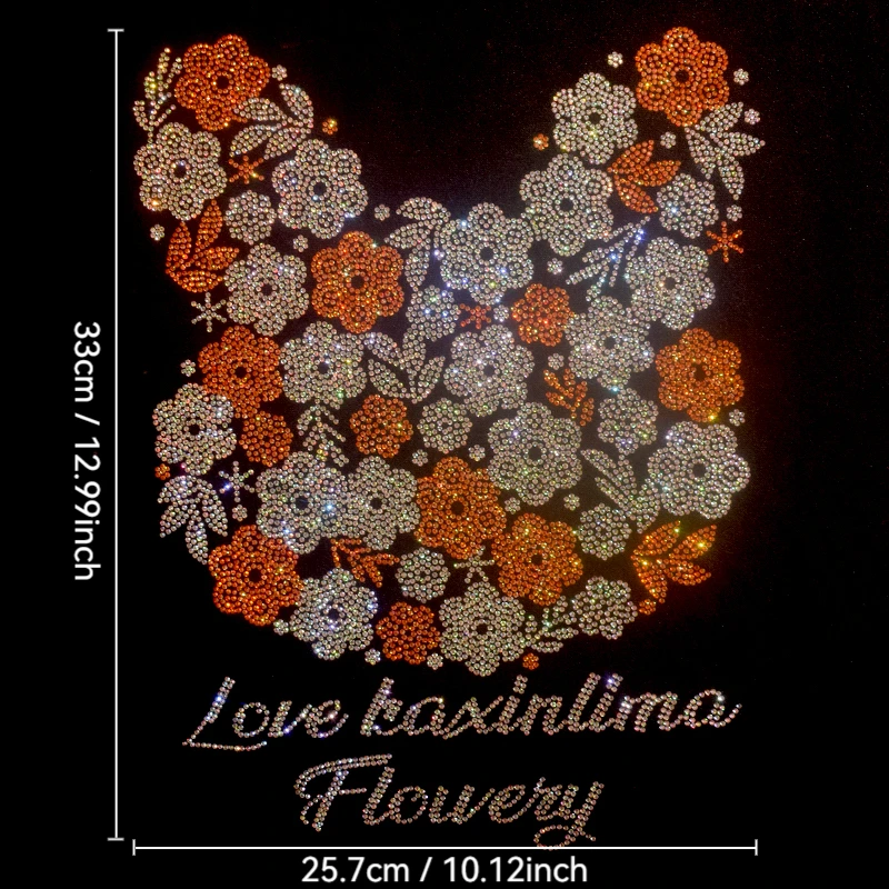 

High-quality rhinestone flowers are ironed on the fashionable large patches of sweater, coat and clothing accessories