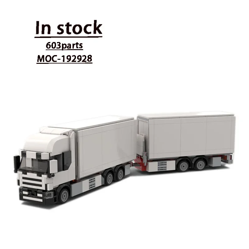 MOC-192928RigidChassis Refrigerated Truck and Trailer Building Block Model603parts Boy Children's BirthdayBuilding Block Toy Toy