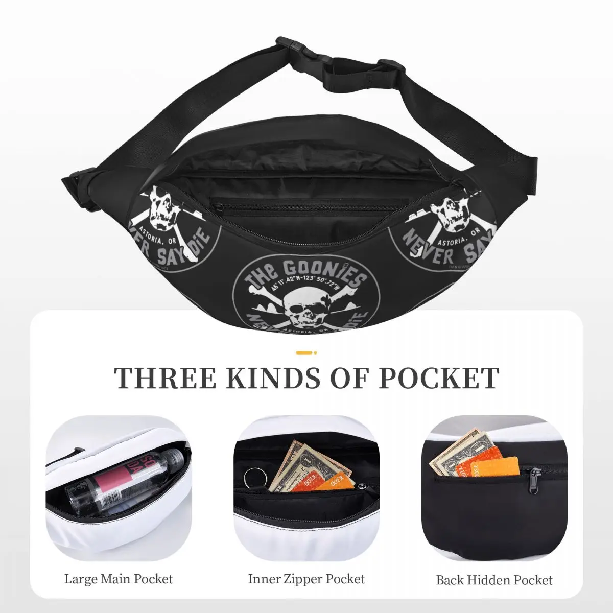 Never Say Die logo Unisex Waist Bag Multifunction Sling Crossbody Bags Chest Bags Short Trip Waist Pack