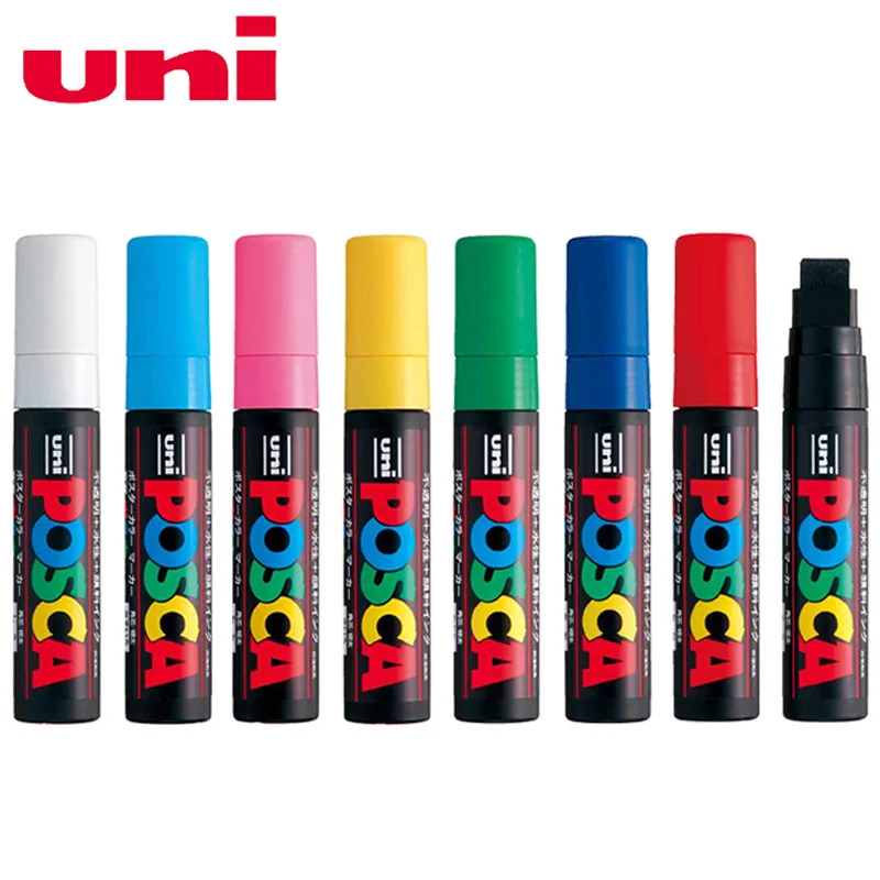 

New 2Pcs Uni Marker POSCA Series PC-17k Paint Pen (Ultra Wide Angle Pen Tip-15mm) Painting Fill Color POP Poster Advertising Pen