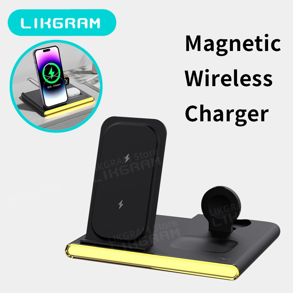 

LIKGRAM 4 In 1 foldable Wireless Charger for apple iPhone Apple Watch AirPods 3-4(not for Airpods 2)C27