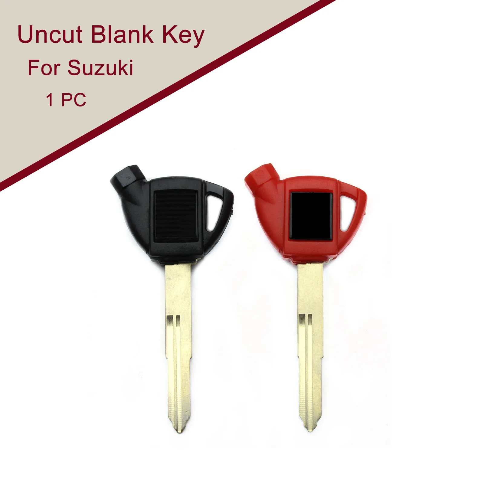 1 PC Black/Red Blank Key Compatible With Suzuki AN250 AN400 AN650 Uncut Blade Key Plastic+Metal Motorcycle Key Accessories