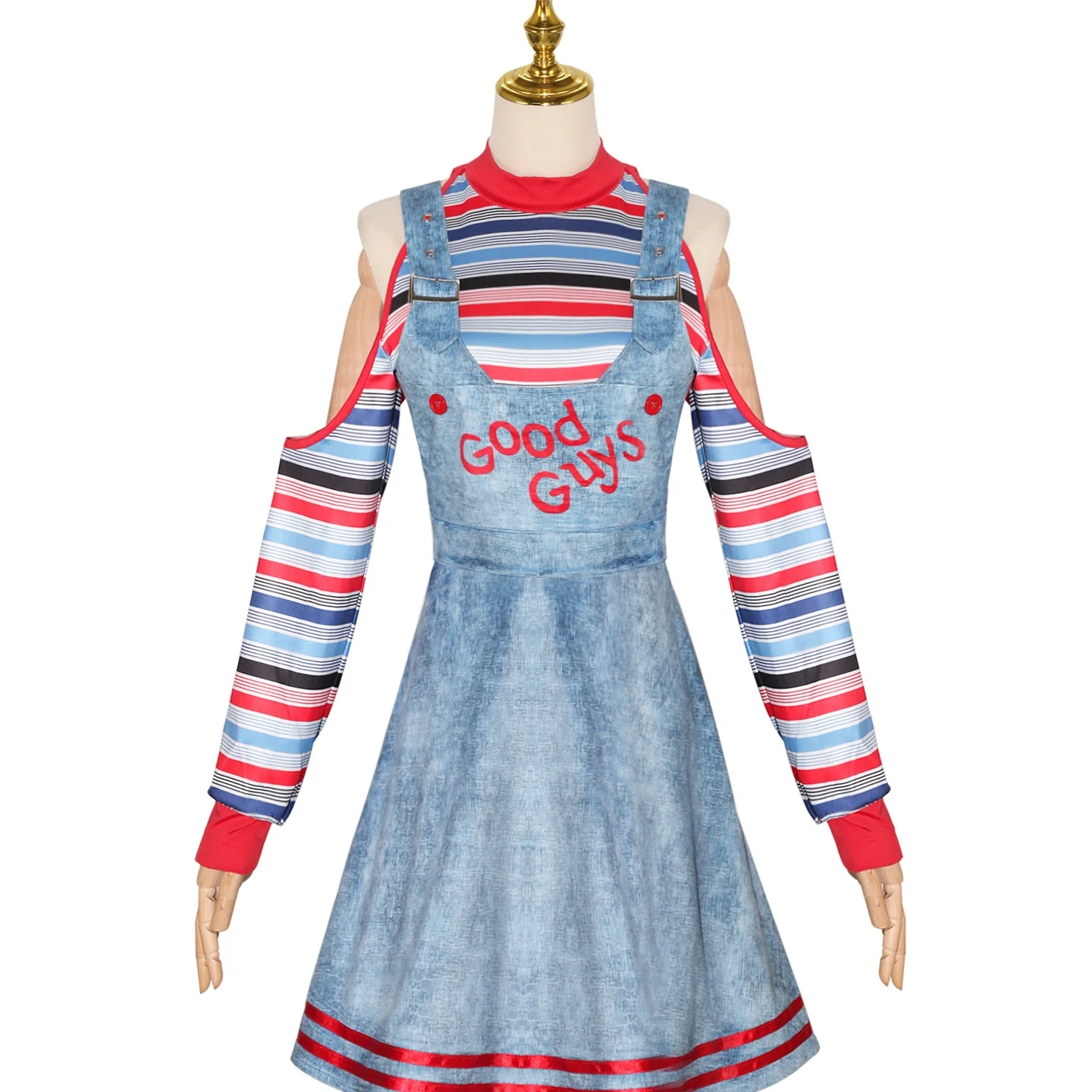 تنورة زي دمية الهالوين عبر الحدود مع أشرطة، مهرج مخيف للنساء، دمية شبح الرسوم المتحركة، أداء تنكري للنساء...