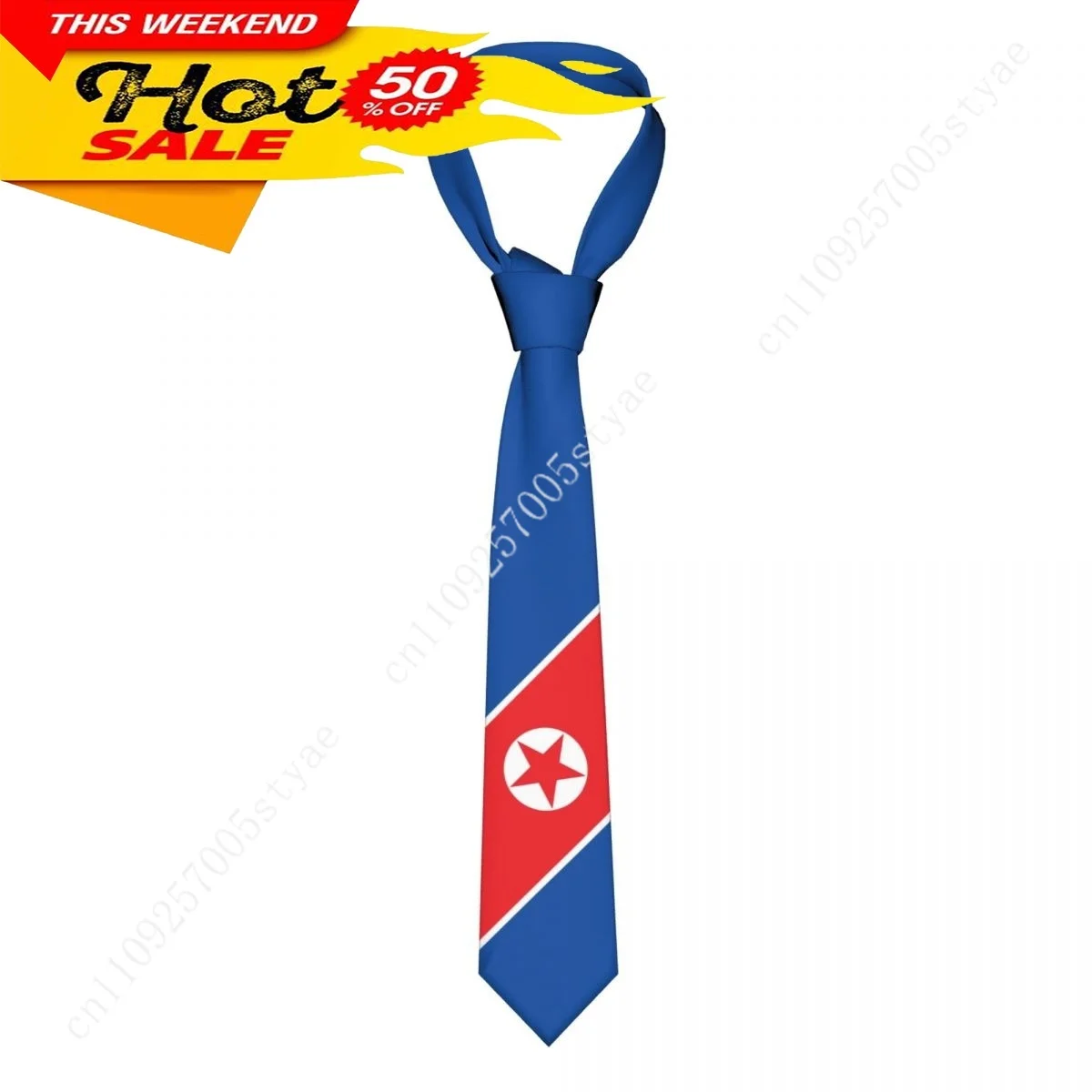 

North Korea Flag Tie Emblem Necktie Men Women Neck Ties Casual Plaid Tie Suits Slim Wedding Party Business Necktie Gravatas