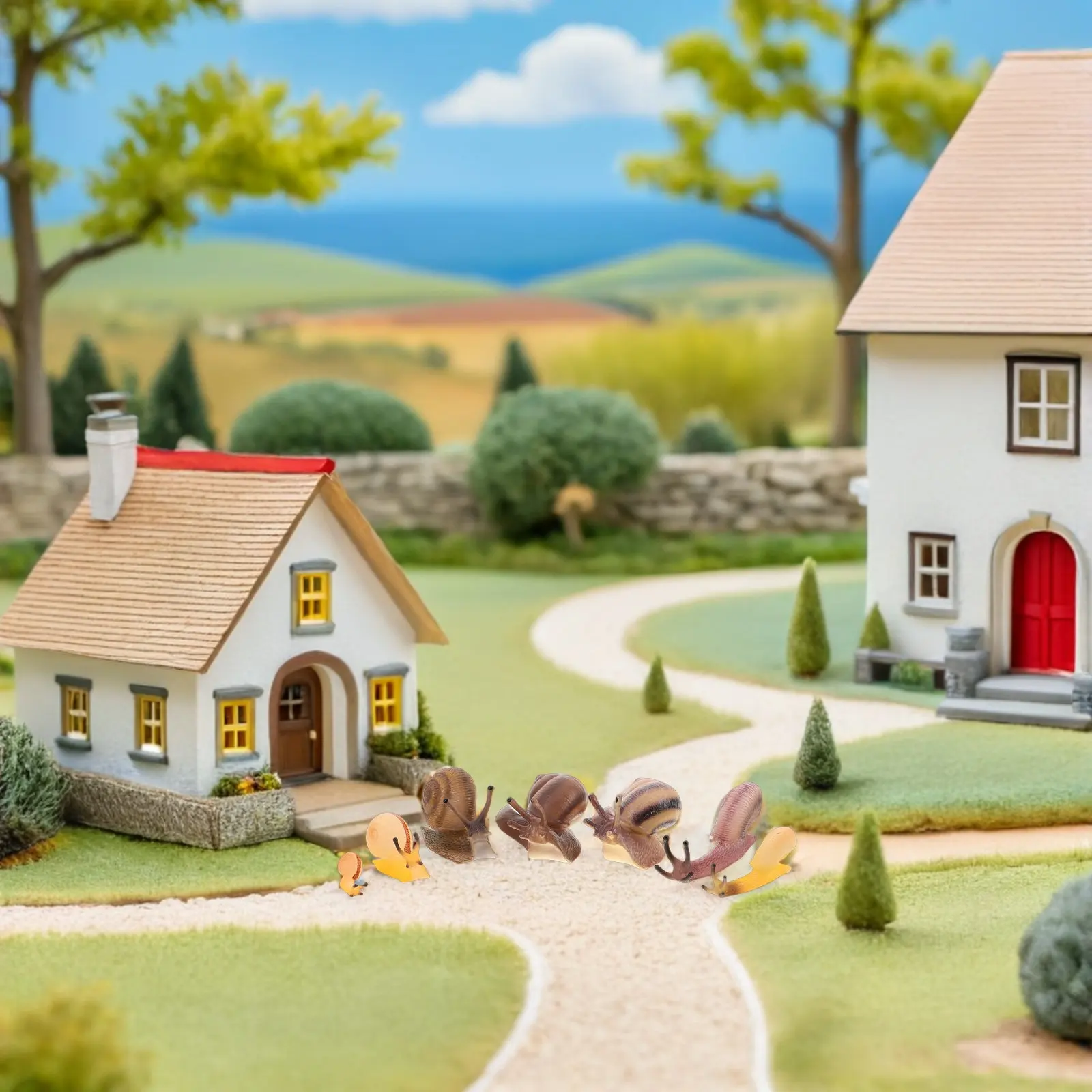 

Набор из 7 реалистичных пластиковых скульптур улиток для детского обучения о природе, интерактивного декора сада, миниатюрного ландшафта и бонсай