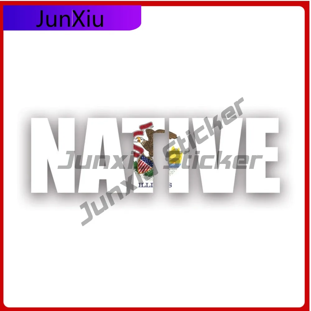 

Illinois Native Sticker Fade Resistant Weather Resistant Cartoon For Motorcycle Car Window Truck Easy Apply Self Adhesive