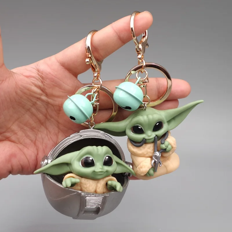 4pcs/set Star Wars Baby Yoda Keychain Kawaii Anime Mandalorian Car Key Ring Accessories Bag Pendant Decor Toy Xmas Gift for Kids