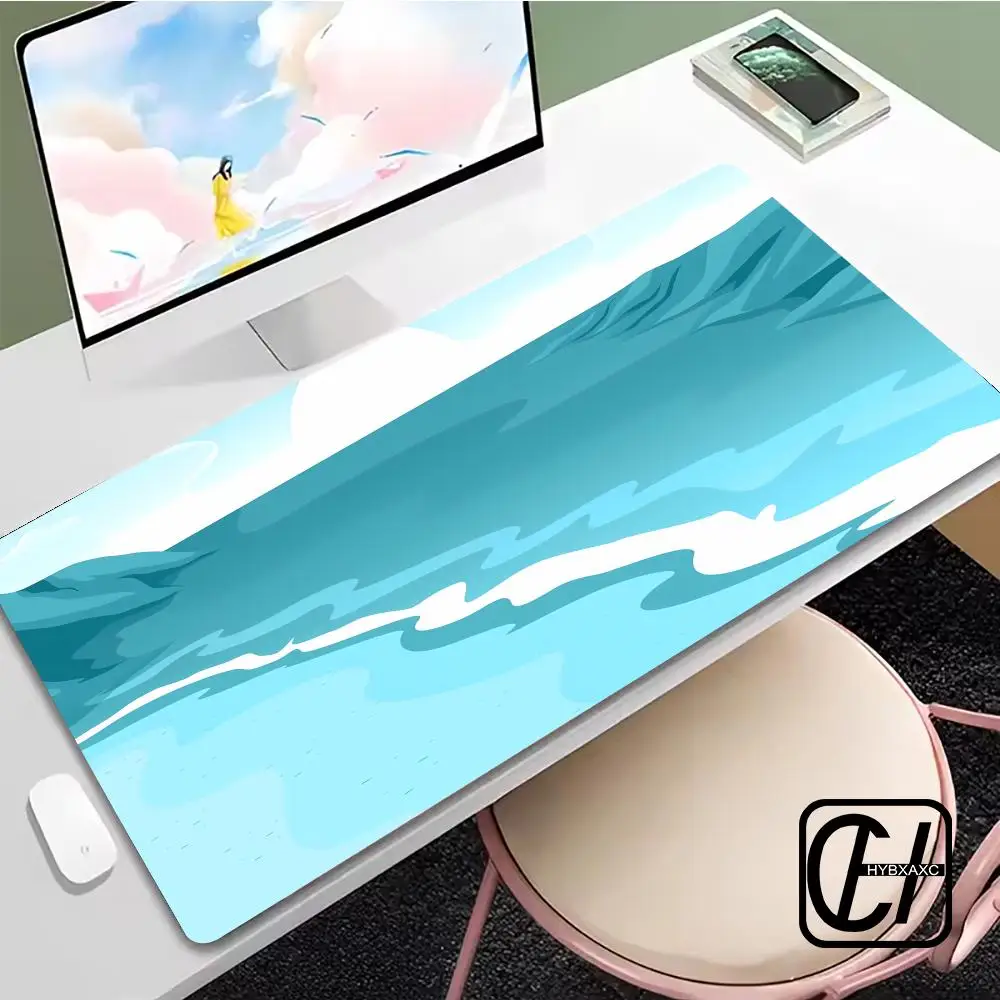 

Geometric Color Blocks Sea And Beach Mouse Pad large keyboard mouse desk pad non-slip rubber gaming mouse pad laptop mouse mat